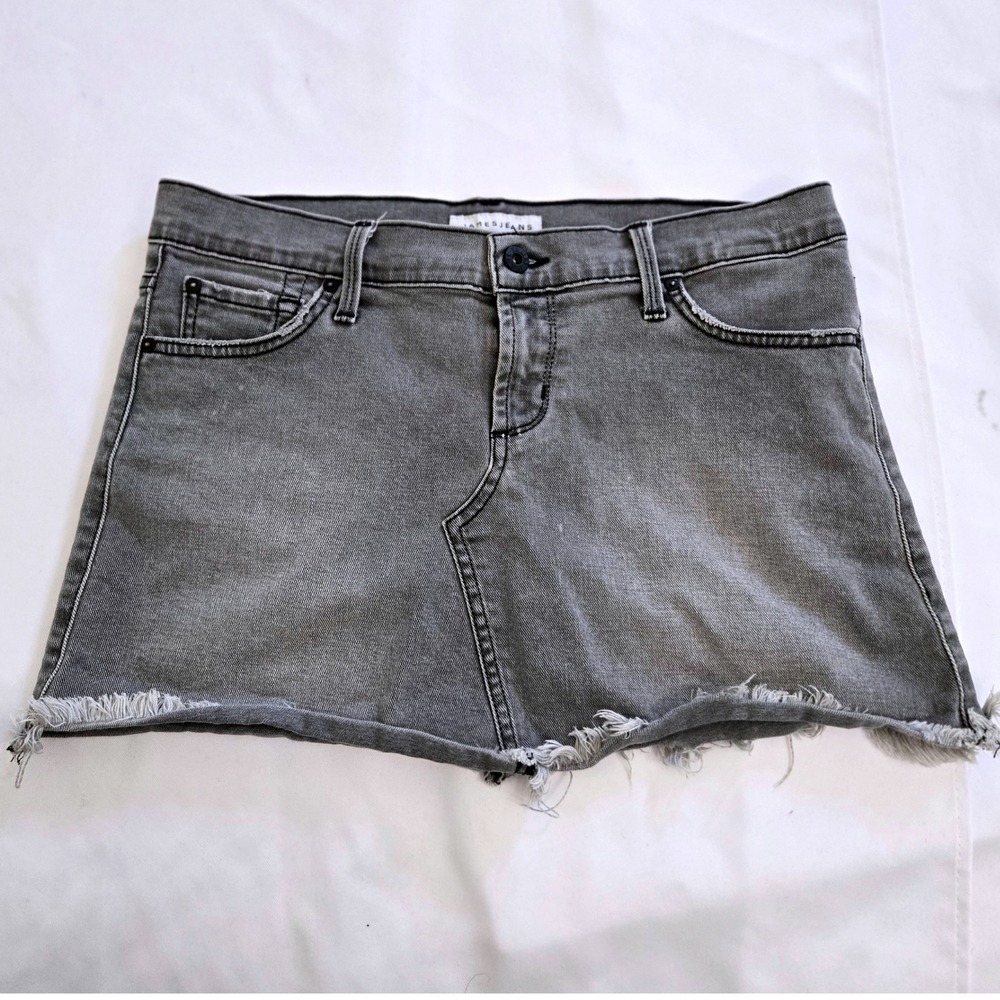 James Jeans Mia Denim Mini Skirt Gray Wash Frayed Hem Women's Size 29 Grunge 90s